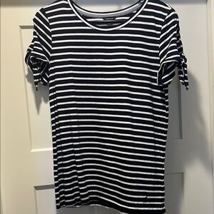Nautica Navy and White Striped Short Sleeve Tee